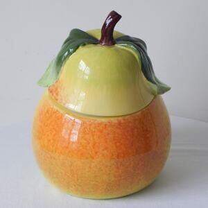 Pome Fruits by Corner Ruby Handcrafted Pear Shaped Ceramics Cookie Jar Lid NEW